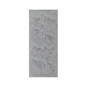 Контурные наклейки "Листья", лист 10x24,5 см, цвет серебро