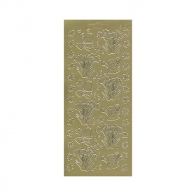 Контурные наклейки "Сад/цветы", лист 10x24,5 см, цвет золотистый