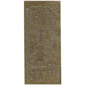 Контурные наклейки "Имбирный пряник" с перфорацией, лист 10x24,5 см, цвет золотистый