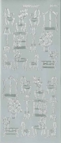Контурные наклейки "Миниатюрная мебель", лист 10x24,5 см, цвет серебристый
