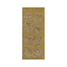 Контурные наклейки "Листья", лист 10x24,5 см, цвет золото