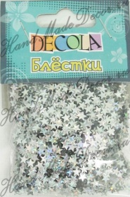 Блестки декоративные Декола, размер 4 мм, цвет серебро радужное, звезды