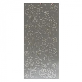 Контурные наклейки "HD цветы", лист 10x24,5 см, цвет серебро