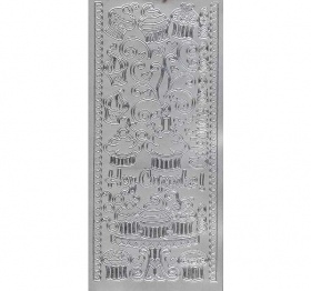 Контурные наклейки "Кексики(капкейки)", лист 10x24,5 см, цвет серебристый
