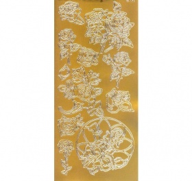 Контурные наклейки "Классические розы", лист 10x24,5 см, цвет золото