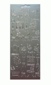 Контурные наклейки "Миниатюрная мебель", лист 10x24,5 см, цвет серебристый