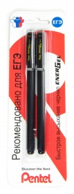 Блистер: Гелевая ручка Energel, черный корпус, черный стержень, 0.7 мм, 2 шт