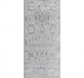 Контурные наклейки "Солнце, луна, облака", лист 10x24,5 см, цвет серебро