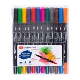 Набор фломастеров "Я художник" для скетчинга, двусторонние 12 цв.