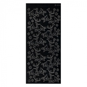Контурные наклейки "HD листья и цветы", лист 10x24,5 см, цвет черный
