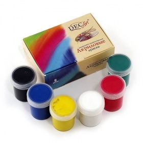 Набор красок акриловых глянцевых DECART 6цв.по 40мл, картонная уп-ка