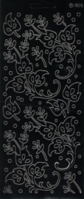 Контурные наклейки "HD листья и соцветья", лист 10x24,5 см, цвет черный