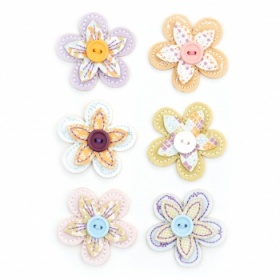 Набор аппликаций-цветов тканевых Fabric Flowers, серия: Kioshi, упаковка 6 шт